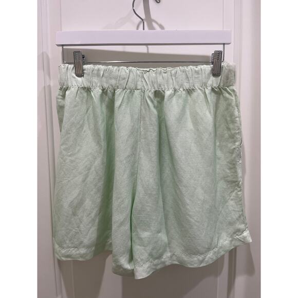 NWT Madewell Women's Green Linen-Blend Pull-On Pleated Short Sz S - Picture 6 of 7